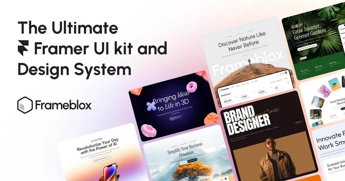 Frameblox - Ultimate Framer UI kit; design system & components library